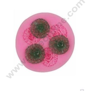 CAKE DECOR™ Silicone 3 Cavity Mini Rose Shape Pink Fondant Marzipan Mould