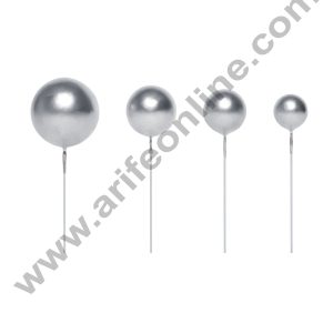 CAKE DECOR™ Silver Faux Balls Topper For Cake and Cupcake Decoration - 20 pcs Pack (SB-SilverBall-20)