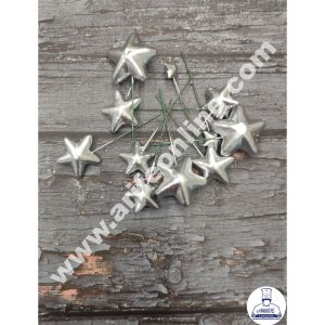 CAKE DECOR™ Silver Faux Star Topper For Cake and Cupcake Decoration - ( 12 pcs Pack)