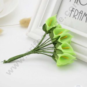 CAKE DECOR™ Small Lilly Foam Bunch Artificial Flower For Cake Decoration – Green ( 1 Bunch )