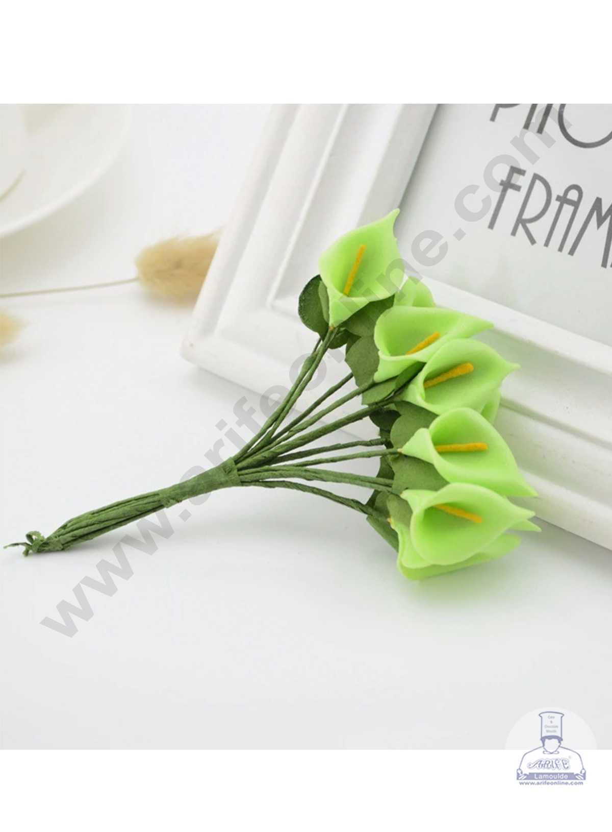 CAKE DECORβ’ Small Lilly Foam Bunch Artificial Flower For Cake Decoration β Green ( 1 Bunch )