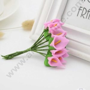 CAKE DECOR™ Small Lilly Foam Bunch Artificial Flower For Cake Decoration – Light Pink ( 1 Bunch )