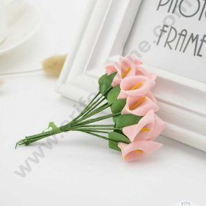CAKE DECOR™ Small Lilly Foam Bunch Artificial Flower For Cake Decoration – Peach ( 1 Bunch )