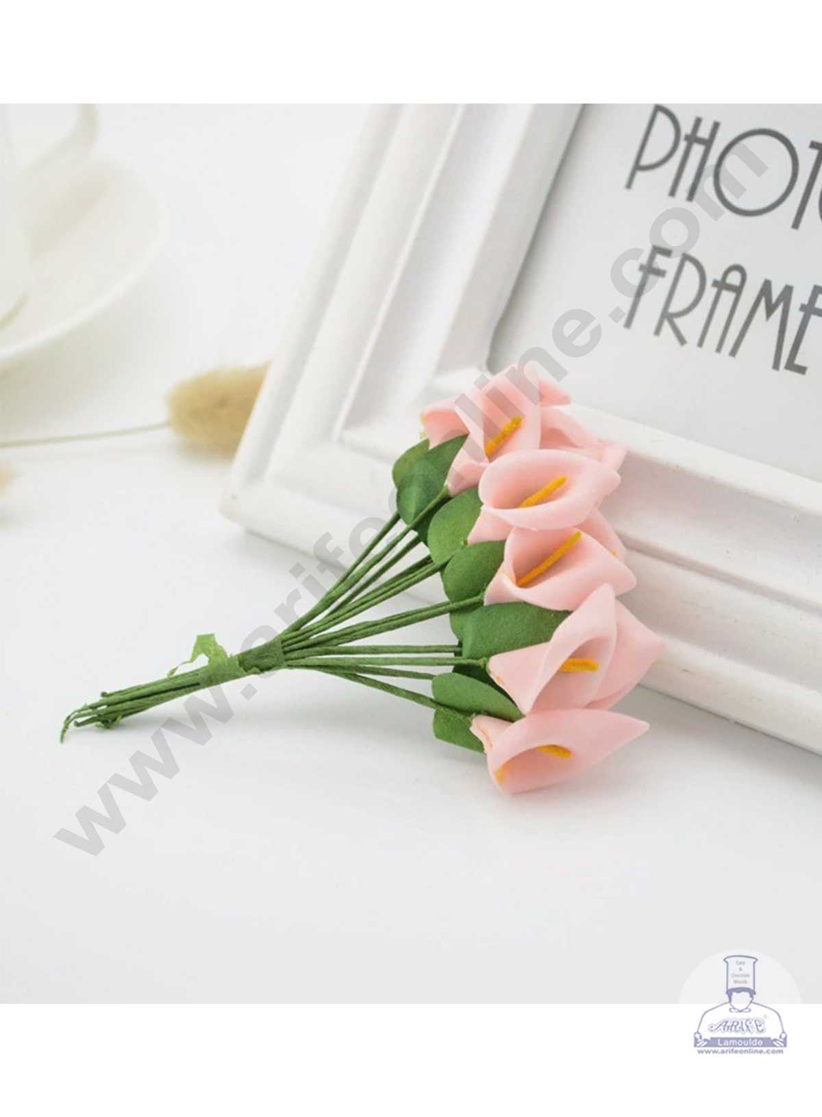 CAKE DECORβ’ Small Lilly Foam Bunch Artificial Flower For Cake Decoration β Peach ( 1 Bunch )