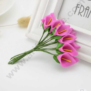 CAKE DECOR™ Small Lilly Foam Bunch Artificial Flower For Cake Decoration – Pink ( 1 Bunch )