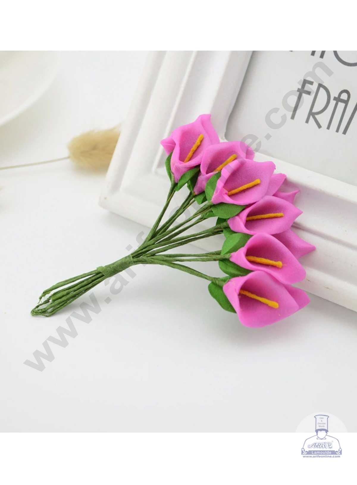 CAKE DECORβ’ Small Lilly Foam Bunch Artificial Flower For Cake Decoration β Pink ( 1 Bunch )