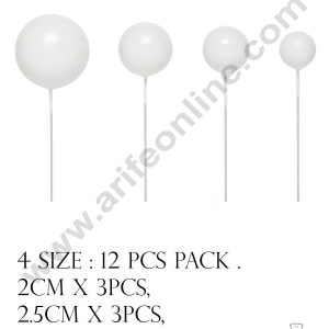 CAKE DECORβ’ White Faux Balls Topper For Cake and Cupcake Decoration - ( 12 pcs Pack )