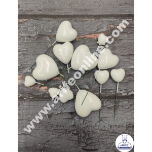 CAKE DECORβ’ White Faux Heart Topper For Cake and Cupcake Decoration - ( 12 pcs Pack )