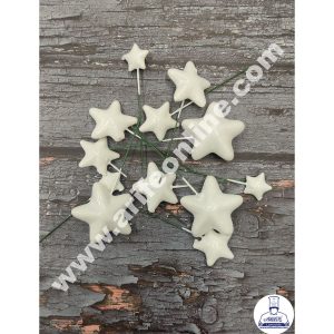 CAKE DECORβ’ White Faux Star Topper For Cake and Cupcake Decoration - ( 12 pcs Pack )