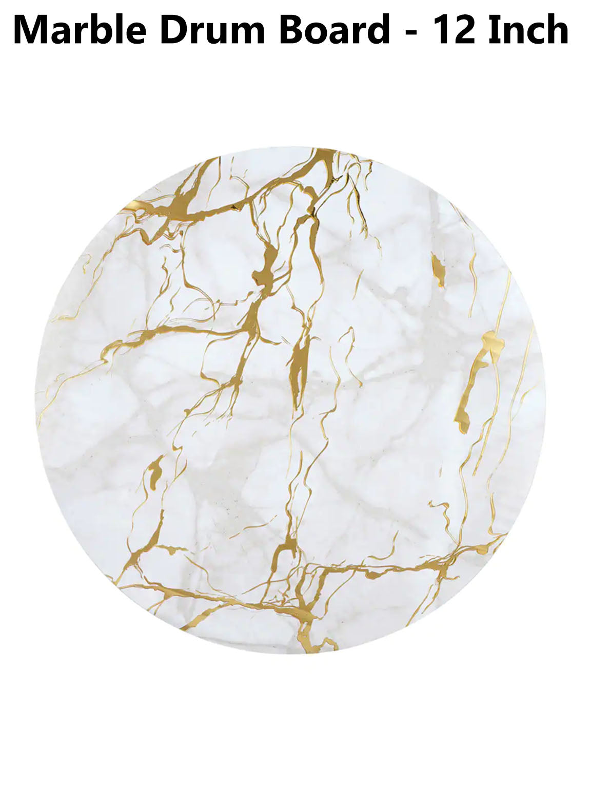 CAKE DECORβ’ White Marble Round Drum Cake Board Cake Base - 12 Inch