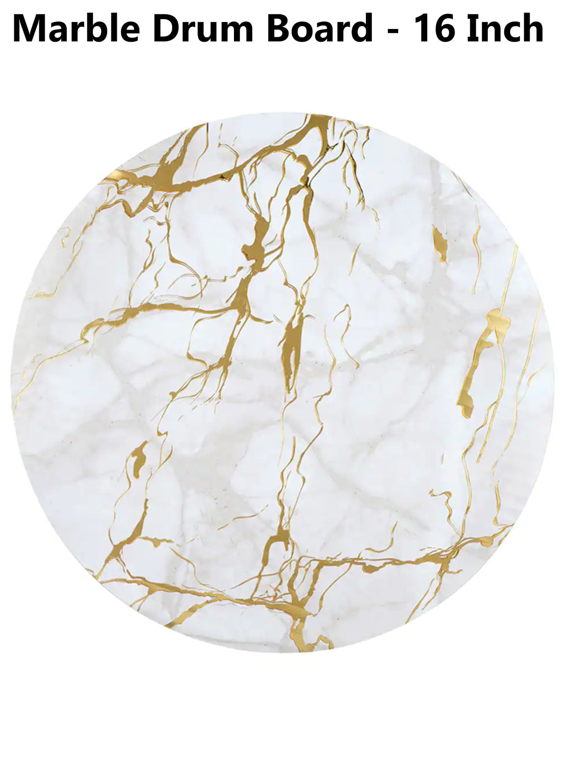 CAKE DECORβ’ White Marble Round Drum Cake Board Cake Base - 16 Inch