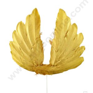 CAKE DECORβ’ Wing Feather Topper For Cake Decorations - Gold( 1 pc Pack )