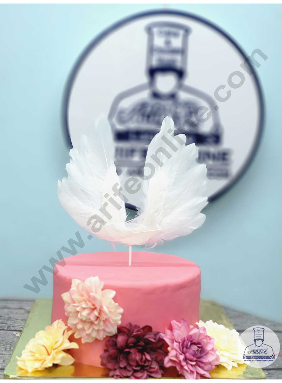 CAKE DECOR™ Wing Feather Topper For Cake Decorations - White ( 1 pc Pack )