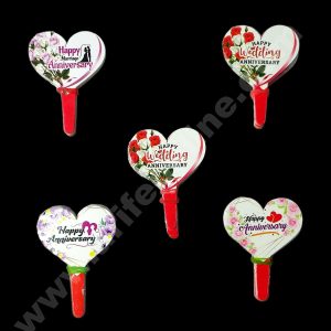 CAKE DECOR™ 100 pcs Happy Anniversary Tag Heart Designs Paper Topper For Cake And Cupcake