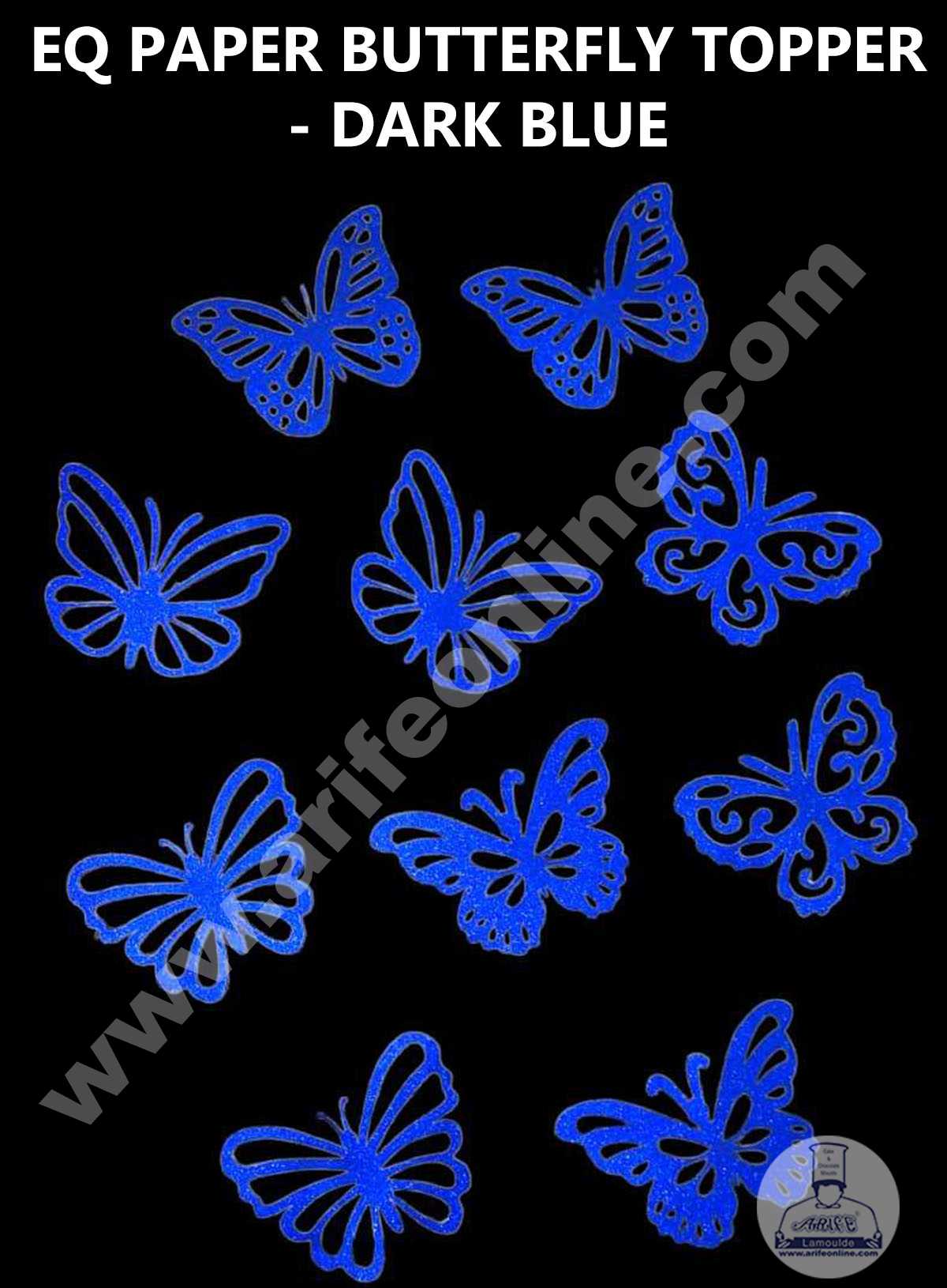 CAKE DECOR™ 10 pcs EQ Dark Blue Butterfly Theme Paper Topper For Cake And Cupcake SBMT-PT-124