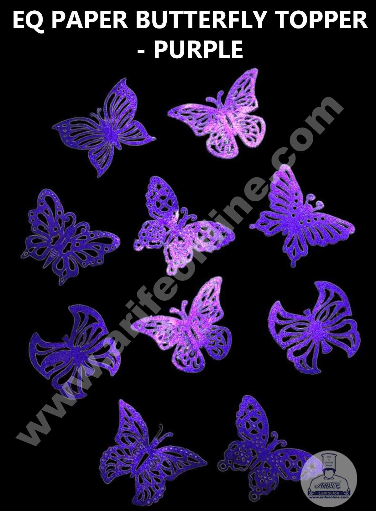 CAKE DECOR™ 10 pcs EQ Purple Butterfly Theme Paper Topper For Cake And Cupcake SBMT-PT-122