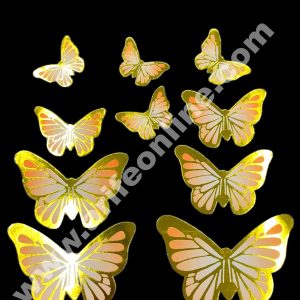 CAKE DECOR™ 10 pcs Golden Orange Butterfly Theme Paper Topper For Cake And Cupcake SBMT-PT-131