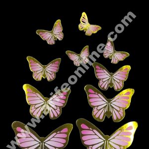 CAKE DECORβ’ 10 pcs Golden Pink Butterfly Theme Paper Topper For Cake And Cupcake SBMT-PT-129