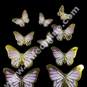 CAKE DECORβ’ 10 pcs Golden Purple Butterfly Theme Paper Topper For Cake And Cupcake SBMT-PT-132