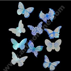 CAKE DECOR™ 10 pcs Light Blue White Butterfly Paper Topper For Cake And Cupcake (SBMT-PT-136)