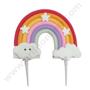 CAKE DECOR™ 1 Pieces Multi Colour Rainbow Smiley Cloud Star Cake Toppers (SBRainbow-002)