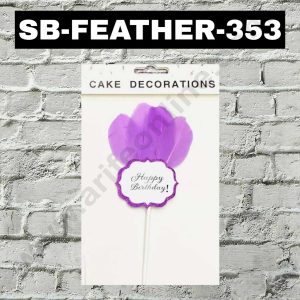 CAKE DECOR™ 1pcs Purple Happy Birthday Feather Topper For Cake Decoration ( SB-FEATHER-353-PHB )