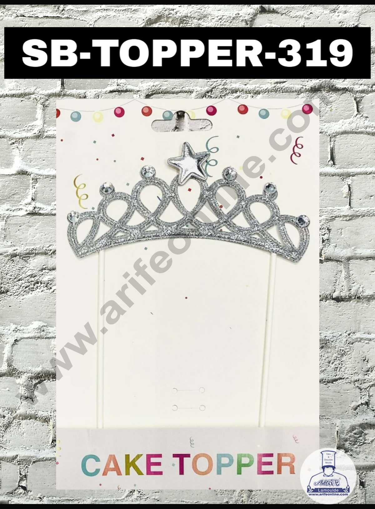 CAKE DECORβ’ 1pcs Silver Tiara Crown Stick Topper For Cake Decoration( SB-TOPPER-319-Silver )