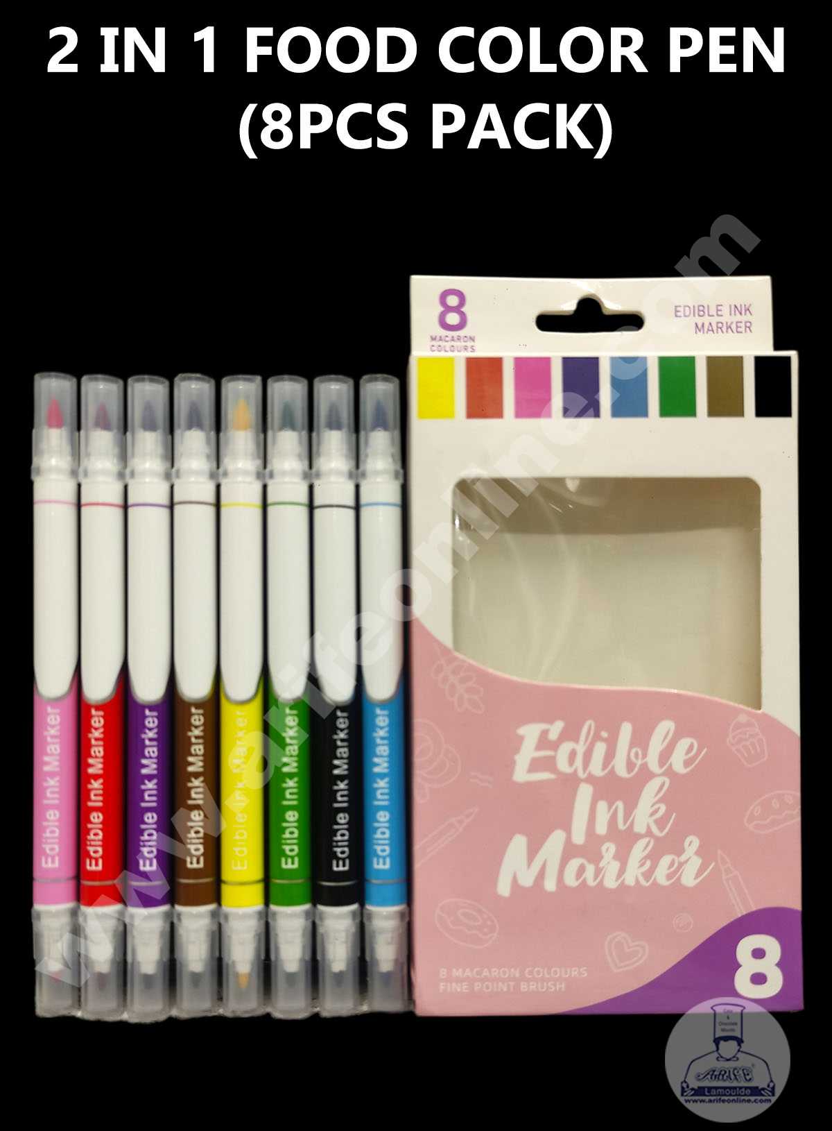 CAKE DECOR™ 2 in 1 Edible Ink Coloring Marker Double-Sided - Set of 8pcs