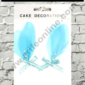 CAKE DECOR™ 2pcs Blue Feather Topper For Cake Decoration ( SB-FEATHER-351-Blue )