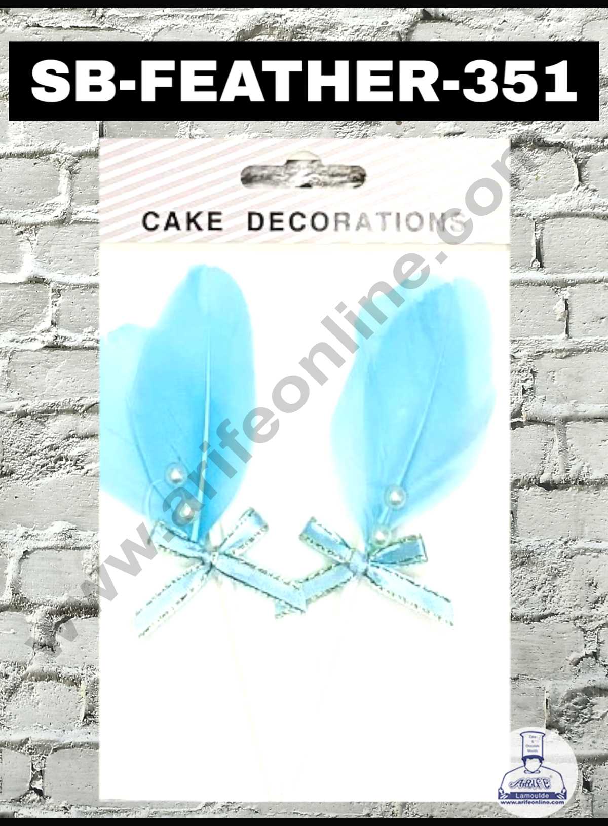CAKE DECORβ’ 2pcs Blue Feather Topper For Cake Decoration ( SB-FEATHER-351-Blue )
