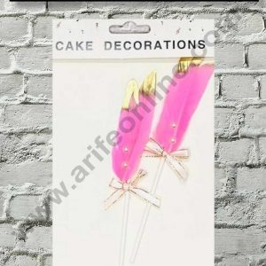 CAKE DECOR™ 2pcs Light Pink Golden Feather Topper For Cake Decoration( SB-FEATHER-349-LPG )