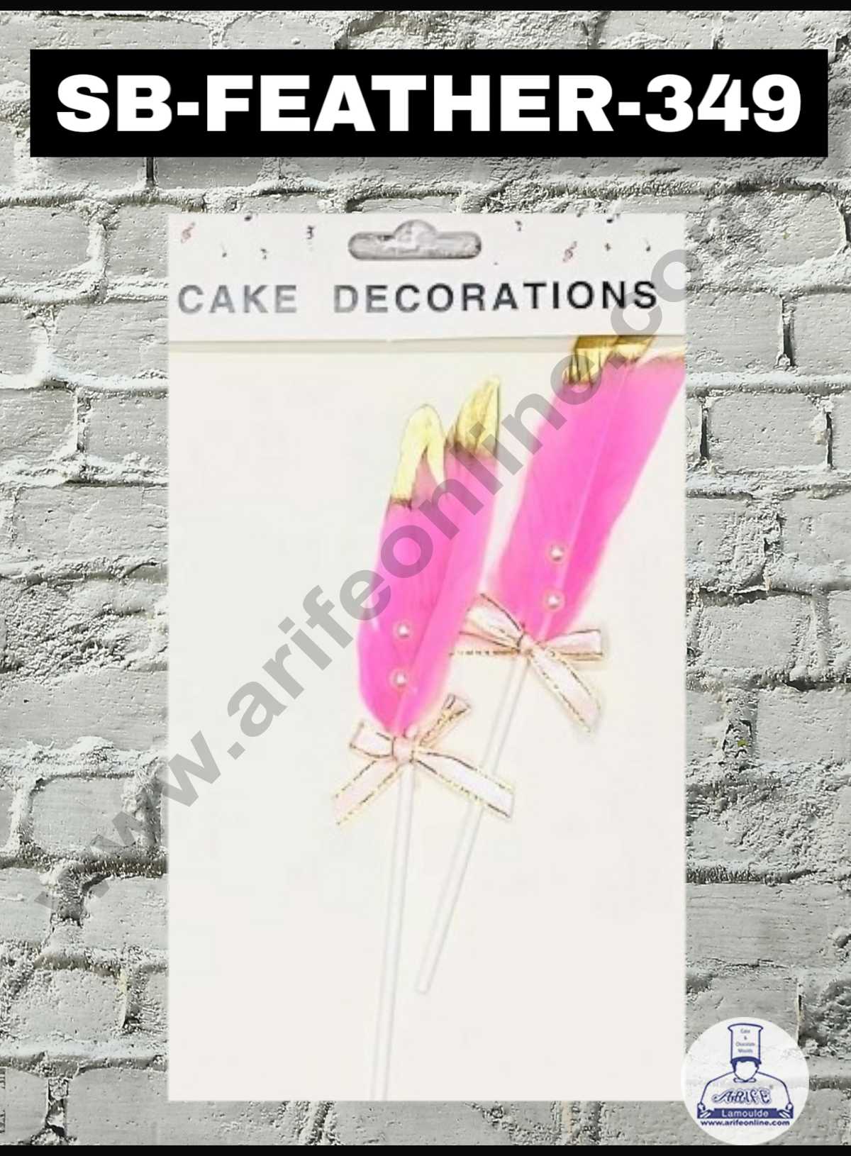 CAKE DECORβ’ 2pcs Light Pink Golden Feather Topper For Cake Decoration( SB-FEATHER-349-LPG )