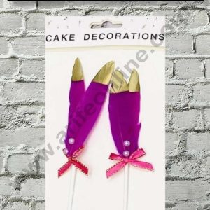 CAKE DECOR™ 2pcs Pink Golden Feather Topper For Cake Decoration( SB-FEATHER-349-PG )