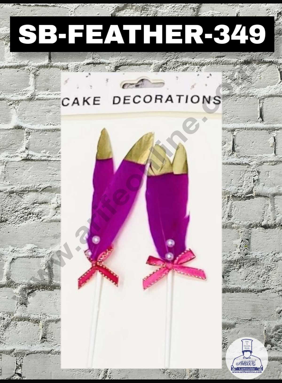 CAKE DECOR™ 2pcs Pink Golden Feather Topper For Cake Decoration( SB-FEATHER-349-PG )