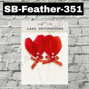 CAKE DECOR™ 2pcs Red Feather Topper For Cake Decoration ( SB-FEATHER-351-Red)