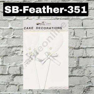 CAKE DECOR™ 2pcs White Feather Topper For Cake Decoration ( SB-FEATHER-351-White )