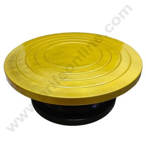 CAKE DECOR™ 360 Degree Rotating Cake Stand Cake Decorating Turntable, Golden & Black 12-inch