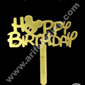 CAKE DECORβ’ 3 Inch 10 pcs Golden Acrylic Cake Topper - Happy Birthday ( SBMT-3INCH-02 )