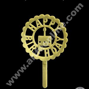 CAKE DECORβ’ 3 Inch 10 pcs Golden Acrylic Cake Topper - Happy Birthday ( SBMT-3INCH-10 )