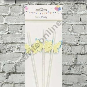 CAKE DECOR™ 3pcs Dual Shade Yellow Blue Butterfly Straw Topper For Cake Decoration( SB-STRAW-336-YB )