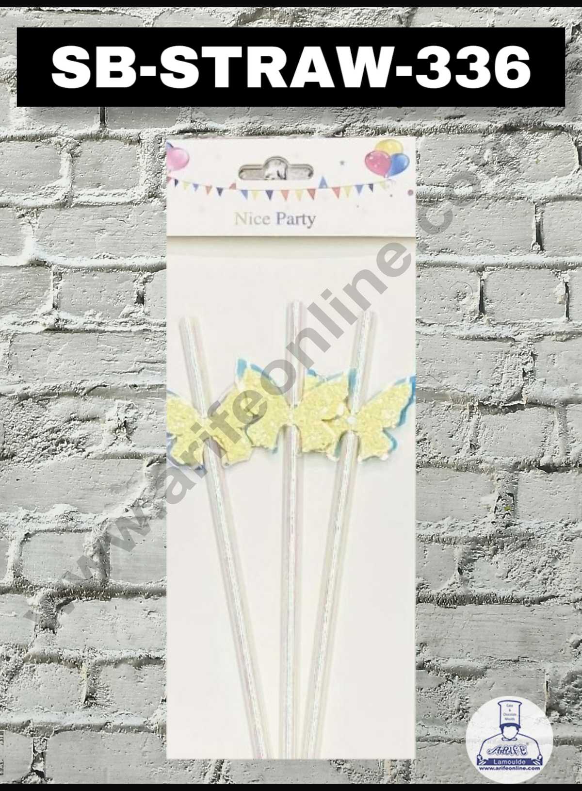 CAKE DECORβ’ 3pcs Dual Shade Yellow Blue Butterfly Straw Topper For Cake Decoration( SB-STRAW-336-YB )