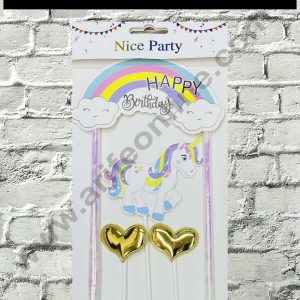 CAKE DECORβ’ 4pcs Happy Birthday Unicorn Theme Topper For Cake Decoration( SB-TOPPER-311-Heart )