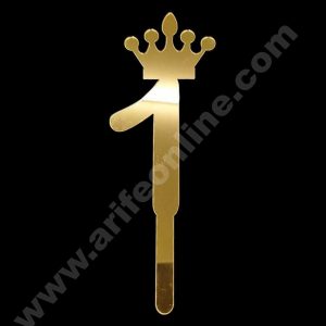 CAKE DECOR™ 5 Inch Acrylic Golden Number Toppers - One Number With Crown