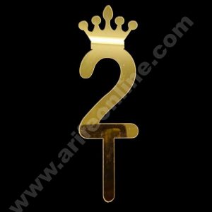 CAKE DECOR™ 5 Inch Acrylic Golden Number Toppers - Two Number With Crown