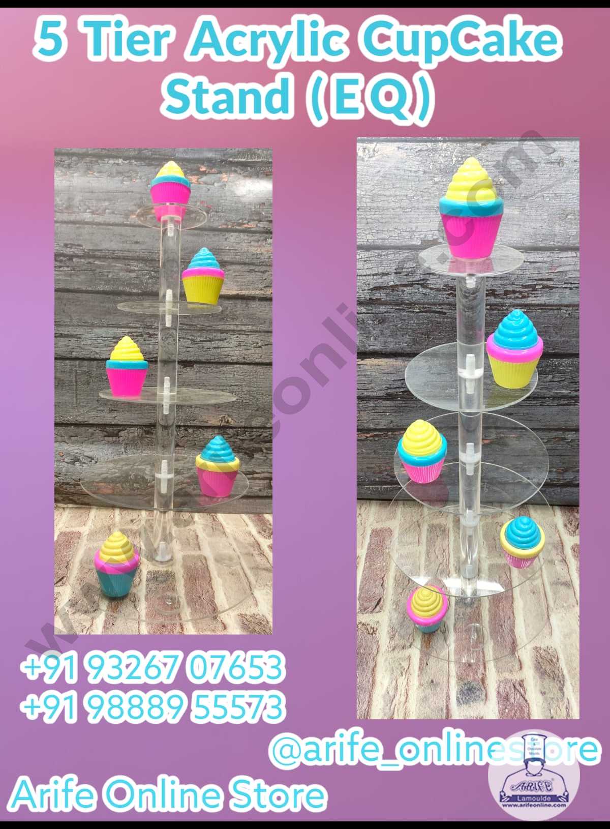 CAKE DECORβ’ 5 Tier EQ Acrylic Round Cupcake Stand (SBCS-5Tier-EQ)