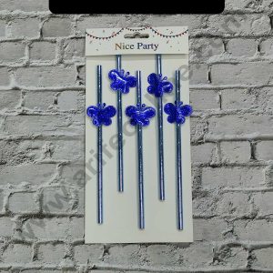 CAKE DECOR™ 5pcs Blue Butterfly Straw Topper For Cake Decoration( SB-STRAW-329-Blue )