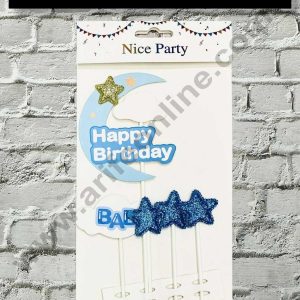 CAKE DECORβ’ 5pcs Blue Happy Birthday Moon Star Stick Topper For Cake Decoration( SB-TOPPER-307-Blue)