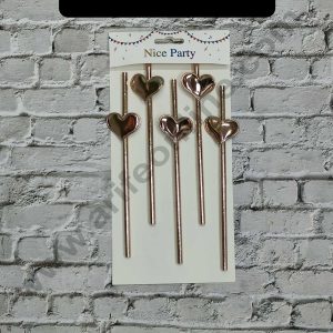 CAKE DECOR™ 5pcs Bronze Heart Straw Topper For Cake Decoration( SB-STRAW-338-Bronze )