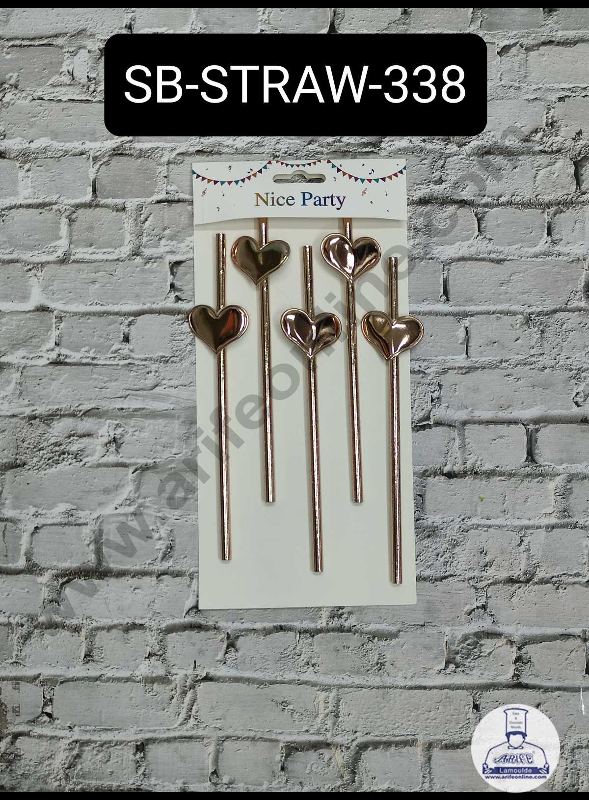 CAKE DECORβ’ 5pcs Bronze Heart Straw Topper For Cake Decoration( SB-STRAW-338-Bronze )