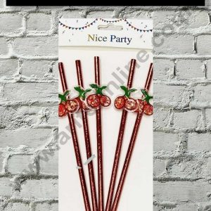 CAKE DECOR™ 5pcs Cherry Straw Topper For Cake Decoration( SB-STRAW-325-Cherry )